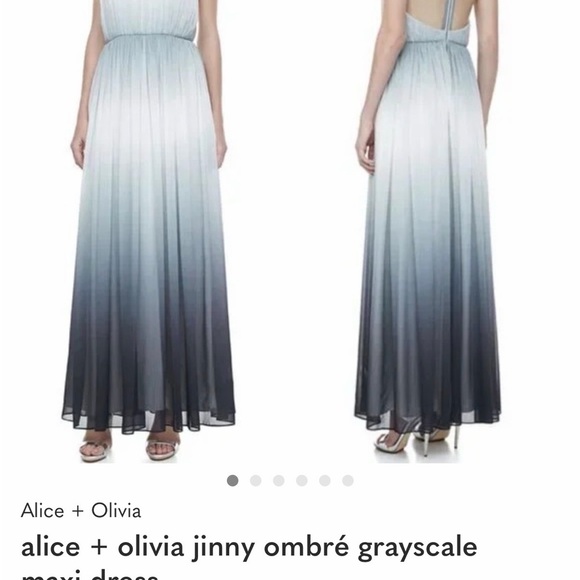 Alice + Olivia Ombre Halter Maxi Dress in Light Blue to Charcoal - Picture 14 of 14